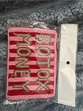 NEW in Bag Beaded 'Boutique Mommy' Pink Stripe Card Holder/Money Holder